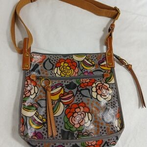 Fossil Floral Colorful Coated Fabric Shoulder Crossbody